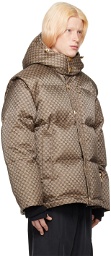 Balmain Brown Mini Monogrammed Puffer Jacket