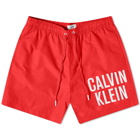 Calvin Klein Men's Logo Swim Short in Cajun Red