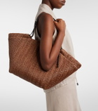 Brunello Cucinelli Large leather-trimmed raffia-effect tote bag