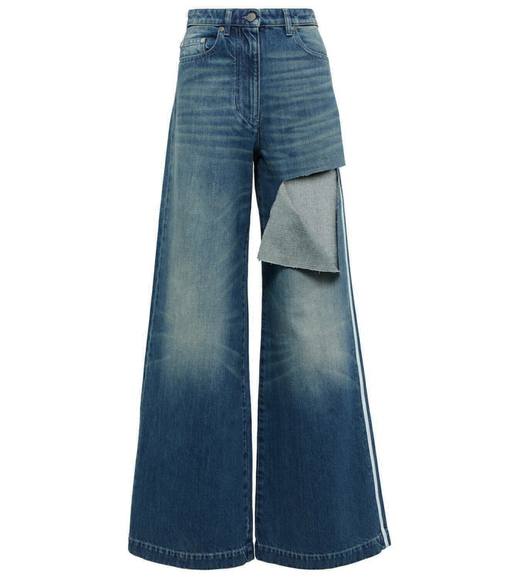 Photo: Peter Do Distressed high-rise wide-leg jeans
