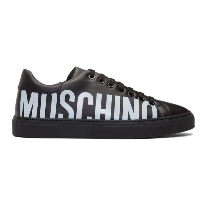 Moschino Black Leather Logo Sneakers Moschino