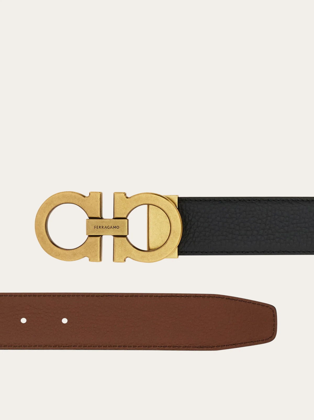 Ferragamo Mens Gancini reversible and adjustable belt in Brown