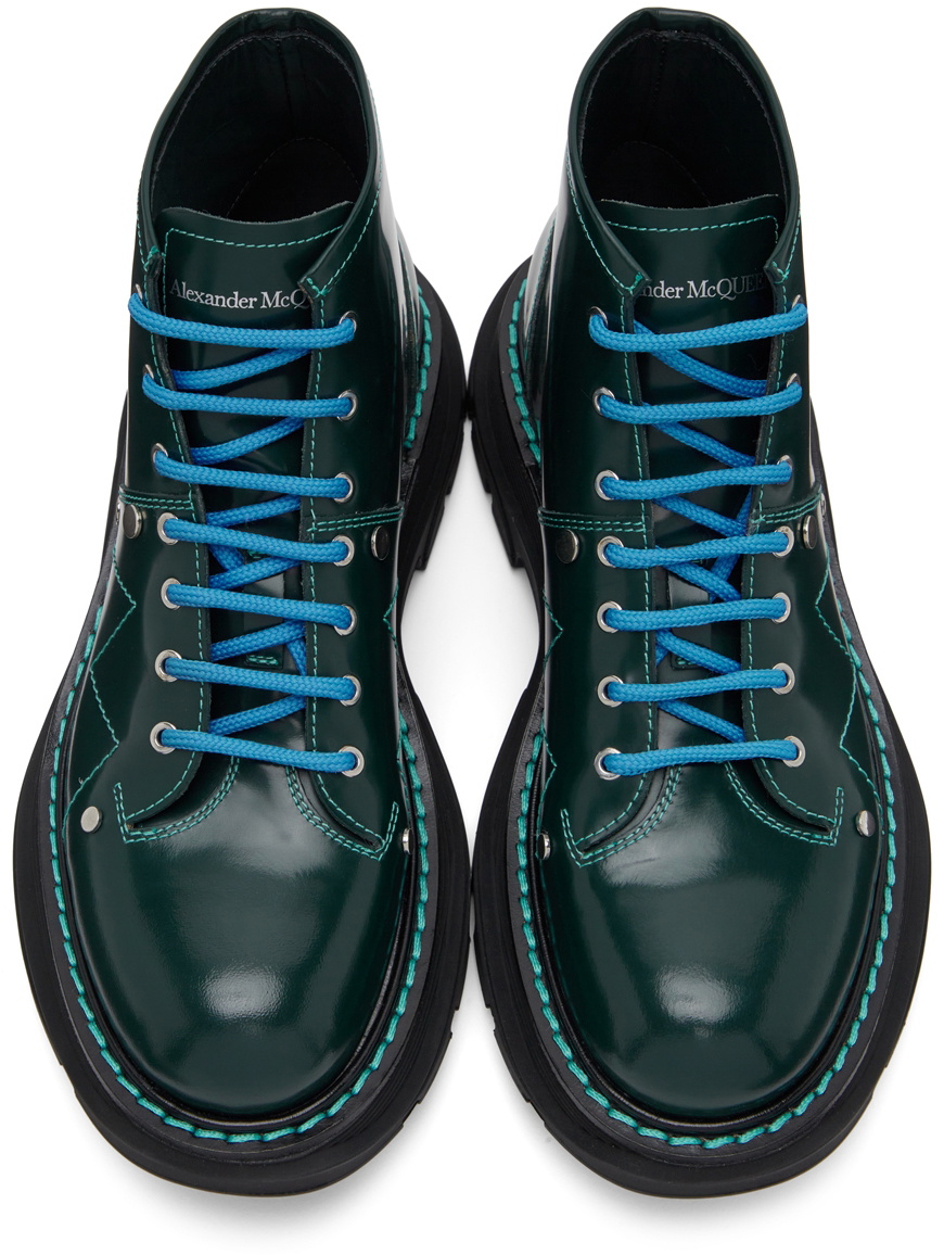 Alexander McQueen Blue Tread Lace-Up Boots Alexander McQueen