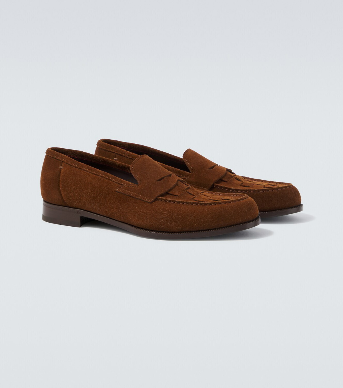 Lardini Woven suede penny loafers