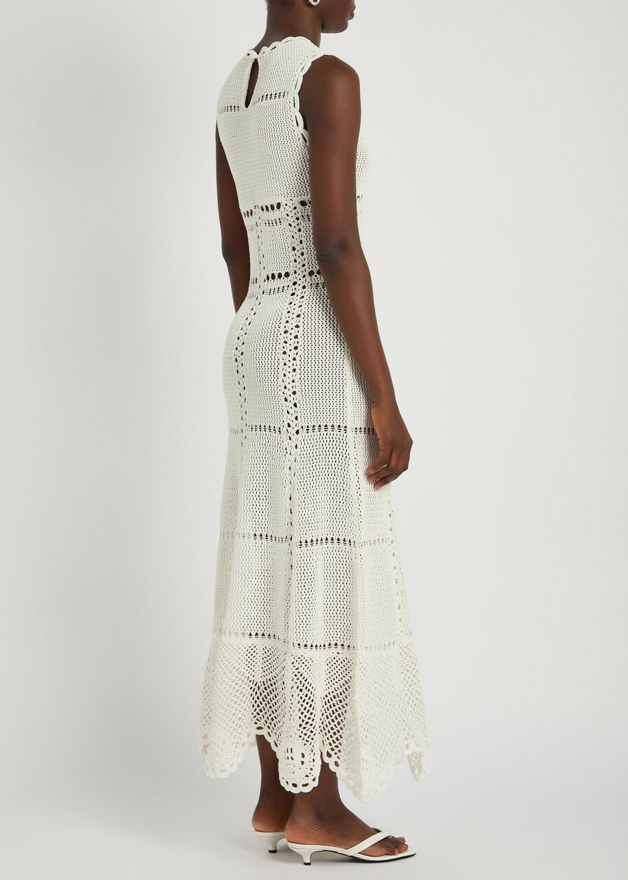 Erdem Scalloped Crochet Cotton Maxi Dress Ivory