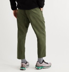 Gramicci - Tapered Cropped Belted Cotton-Crepe Trousers - Green