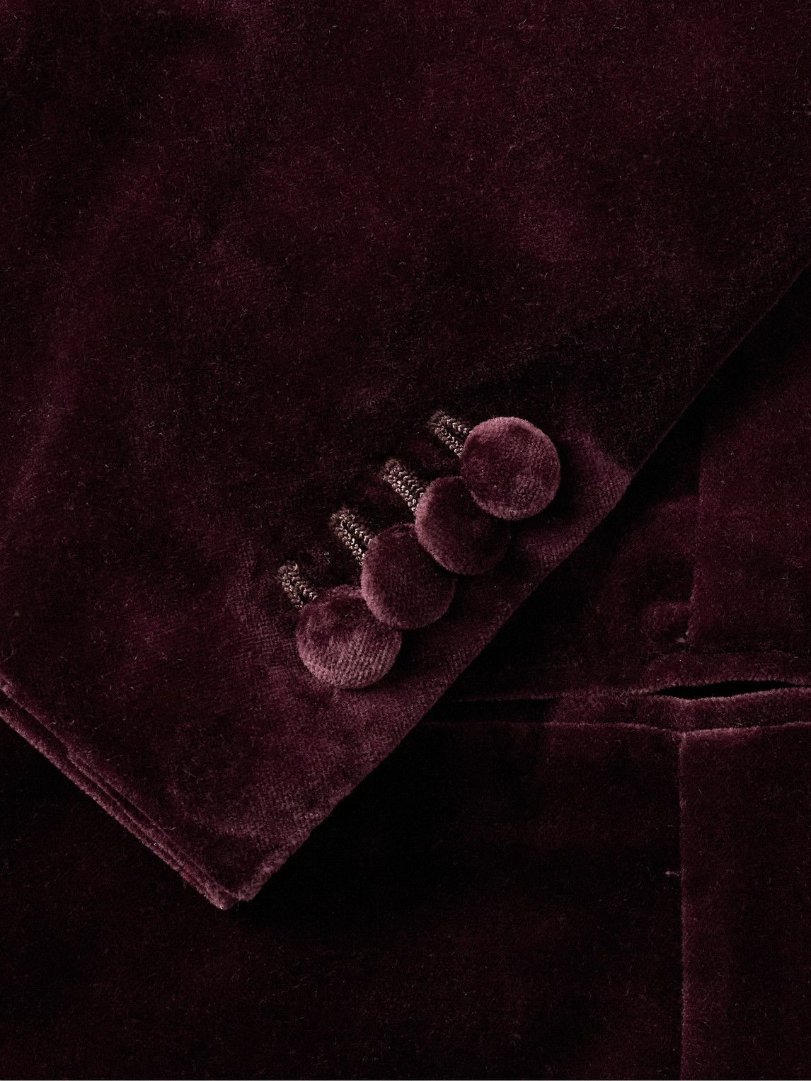 De Petrillo - Slim-Fit Shawl-Lapel Double-Breasted Cotton-Velvet Tuxedo Jacket - Burgundy