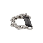 Maison Margiela Silver and Black Leather Chain Bracelet