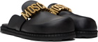 Moschino Black Lettering Logo Slip-on Loafers