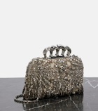 Alexander McQueen Knuckle crystal-embellished leather clutch