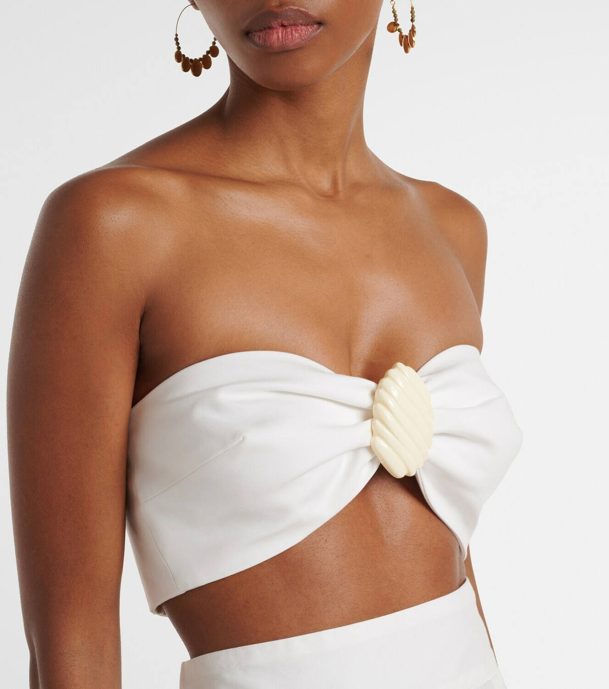 Adriana Degreas Embellished cotton-blend bandeau top