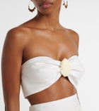 Adriana Degreas Embellished cotton-blend bandeau top