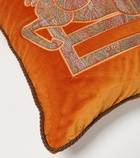 Etro Embroidered velvet cushion