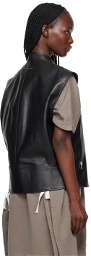 MM6 Maison Margiela Black Cap Sleeve Leather Vest