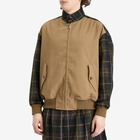 Comme des Garçons Homme Men's Weather Check Mix Harrington Jacket in Khaki/Beige