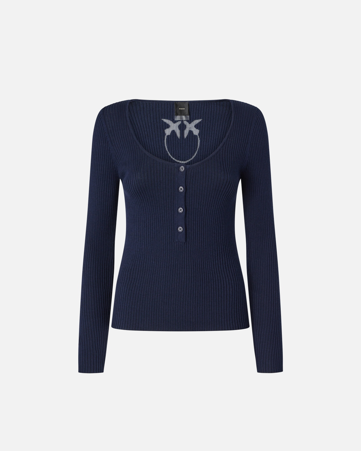 Pinko Silk Blend Ribbed Seraph Sweater Mariner Jacket Blue