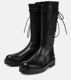 Ann Demeulemeester - Lace-up leather knee-high boots