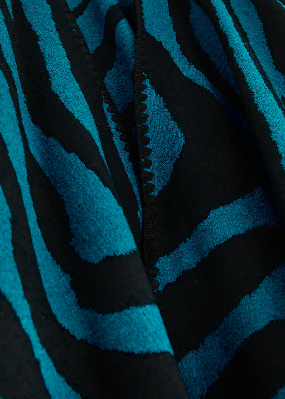 Diane Von Furstenberg Fannie Zebra-jacquard Wool-blend Shawl - Blue - One Size