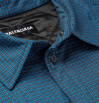 BALENCIAGA - Padded Checked Cotton-Flannel Shirt - Blue