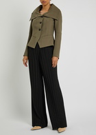 High Drew Pleated Wide-leg Woven Trousers Black