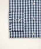 Brooks Brothers Men's Regent Regular-Fit Dress Shirt, Poplin English Collar Gingham | Grey/Navy