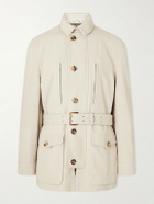 Brunello Cucinelli - Belted Leather Jacket - Neutrals