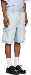 le PÈRE Blue Star Drover Denim Cargo Shorts