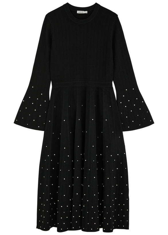 Photo: Simkhai Embellished Stretch-knit Midi Dress Black