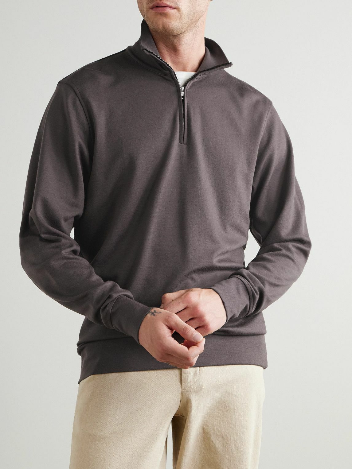 Orlebar Brown - Isar Merino Wool-Jersey Half-Zip Sweatshirt - Brown