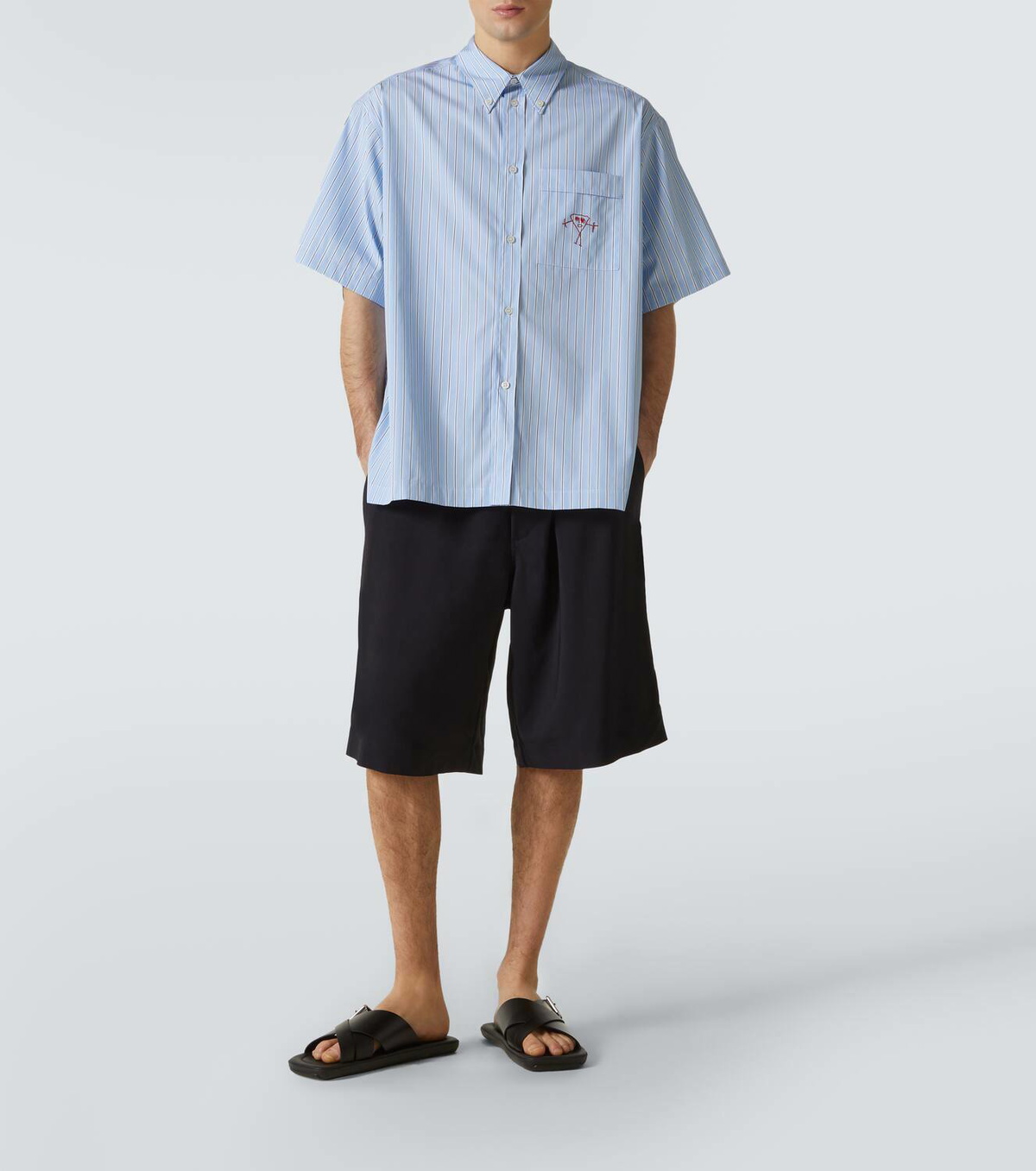 Plan C Striped cotton ooplin shirt