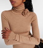 Blumarine Floral-appliqué wool turtleneck sweater