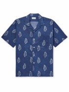 Hartford - Convertible-Collar Printed Cotton Shirt - Blue