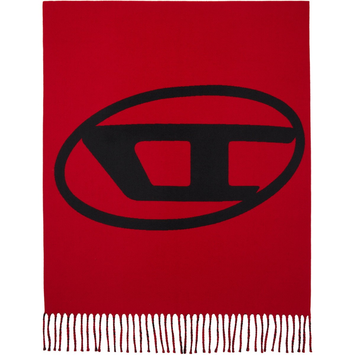 Diesel Black & Red Reversible Two Tone Wool Scarf