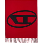 Diesel Black & Red Reversible Two Tone Wool Scarf