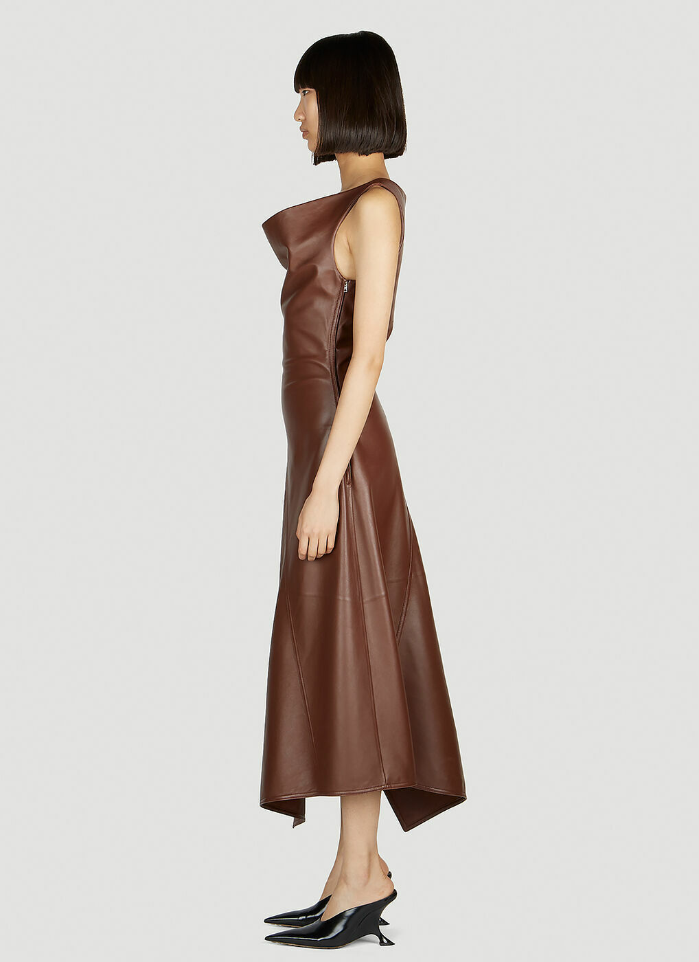 ワンピース BOTTEGA VENETA ASYMMETRICAL MIDI DRESS (743355_V2T301000) Bottega Veneta - Asymmetric Dress in Brown Bottega Veneta