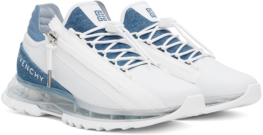 【GIVENCHY】スペクター スエードトリム スニーカー White/Navy Givenchy Men's Spectre Leather Zip Runner Sneakers | Neiman