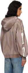 AMIRI Brown Bones Studded Zip Hoodie