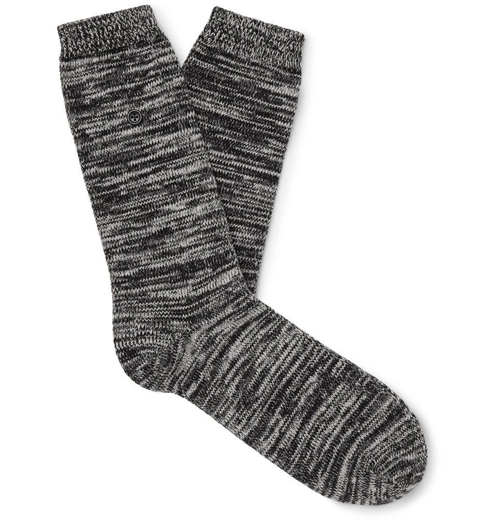 Photo: Folk - Mélange Stretch Cotton-Blend Socks - Black