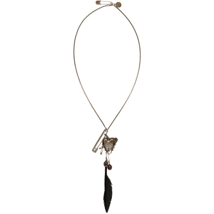 Photo: Alexander McQueen Silver Heart and Feather Chain Pendant Brooch