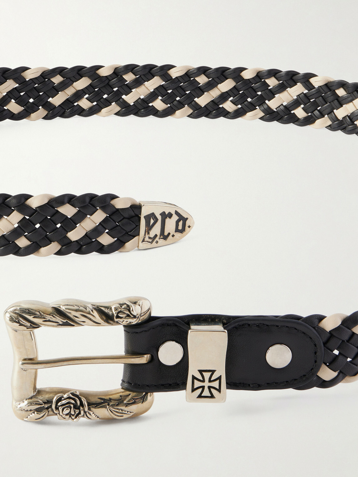Enfants Riches Déprimés - 3cm Logo-Engraved Braided Leather Belt - Black