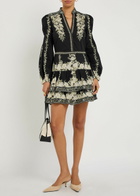 Alice + Olivia Valencia Floral-print Cotton Mini Dress Black