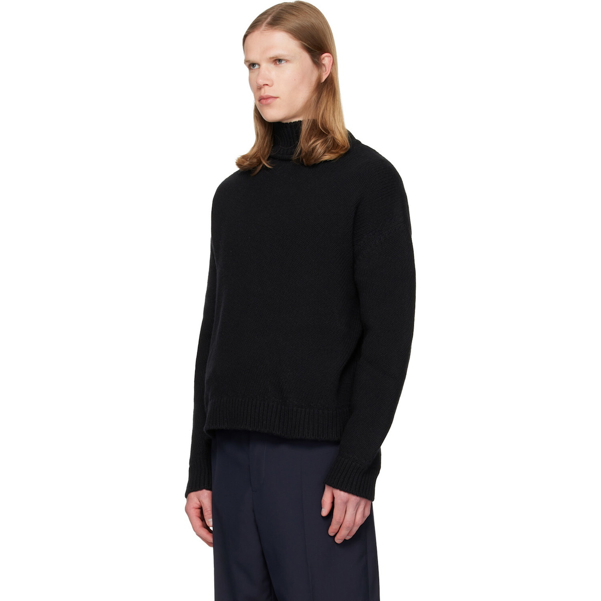 Jil Sander Black Wool & Cashmere Turtleneck
