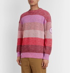 Loewe - Eye/LOEWE/Nature Logo-Appliquéd Striped Mélange Cotton-Blend Sweater - Pink