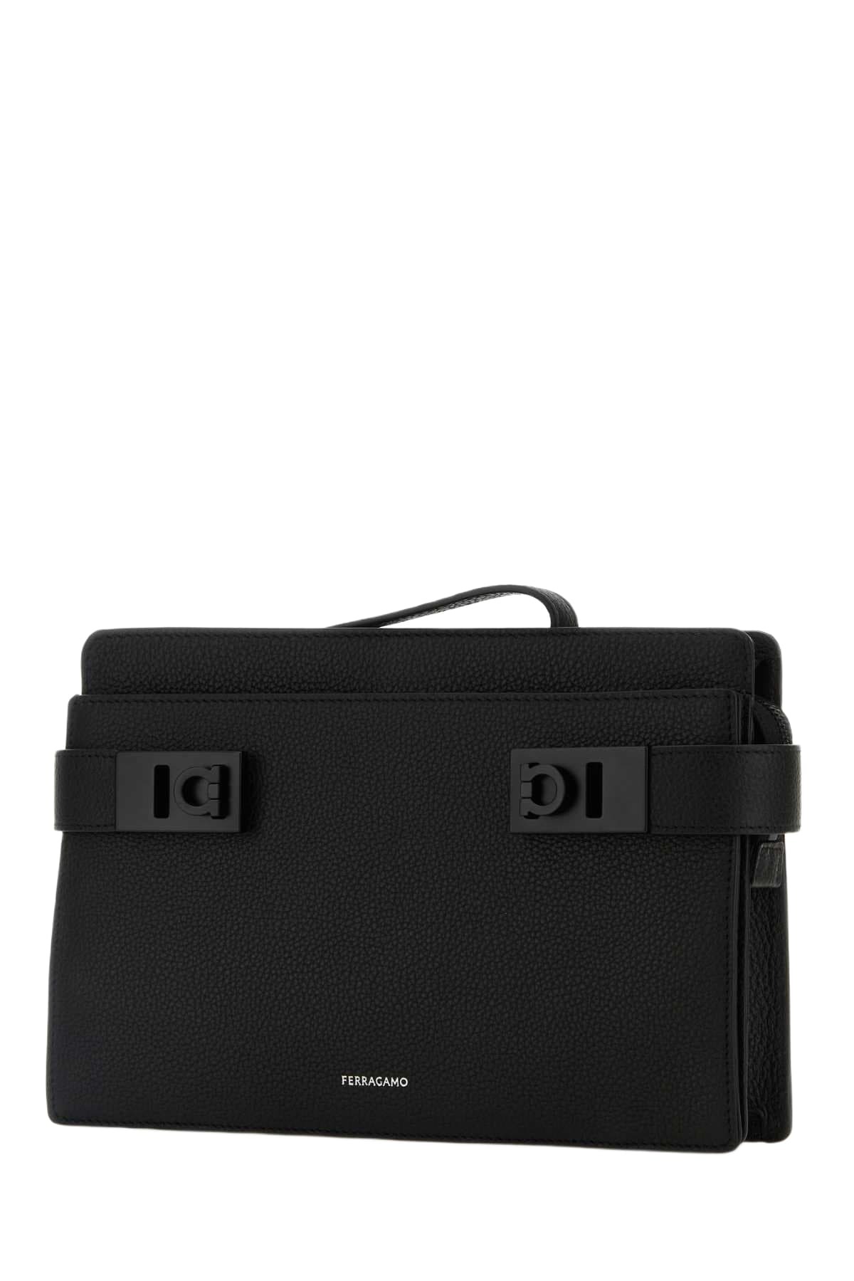 Ferragamo Black Leather Clutch