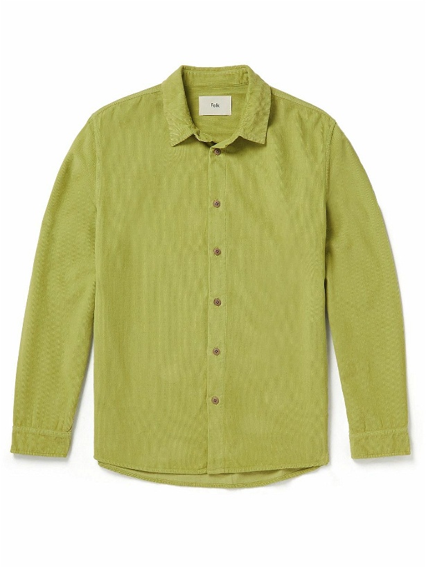 Photo: Folk - Garment-Dyed Cotton-Corduroy Shirt - Green