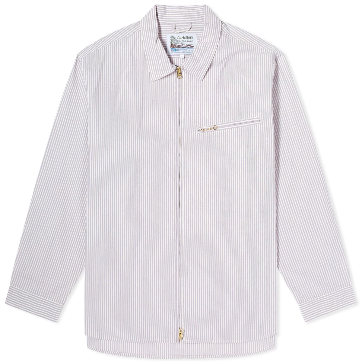 Garbstore Men's Grande Zip Stripe Shirt in Purple