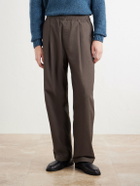 Folk - Straight-Leg Pleated Cotton-Blend Ripstop Trousers - Brown