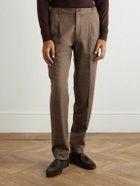 Rubinacci - Leisure Straight-Leg Pleated Wool-Flannel Trousers - Brown