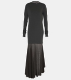 Lemaire Draped jersey and mesh maxi dress