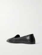 CELINE - Triomphe Logo-Embossed Leather Slippers - Black
